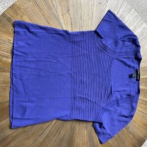 Cable & Gauge Purple Ribbed Cap Sleeve Blouse
